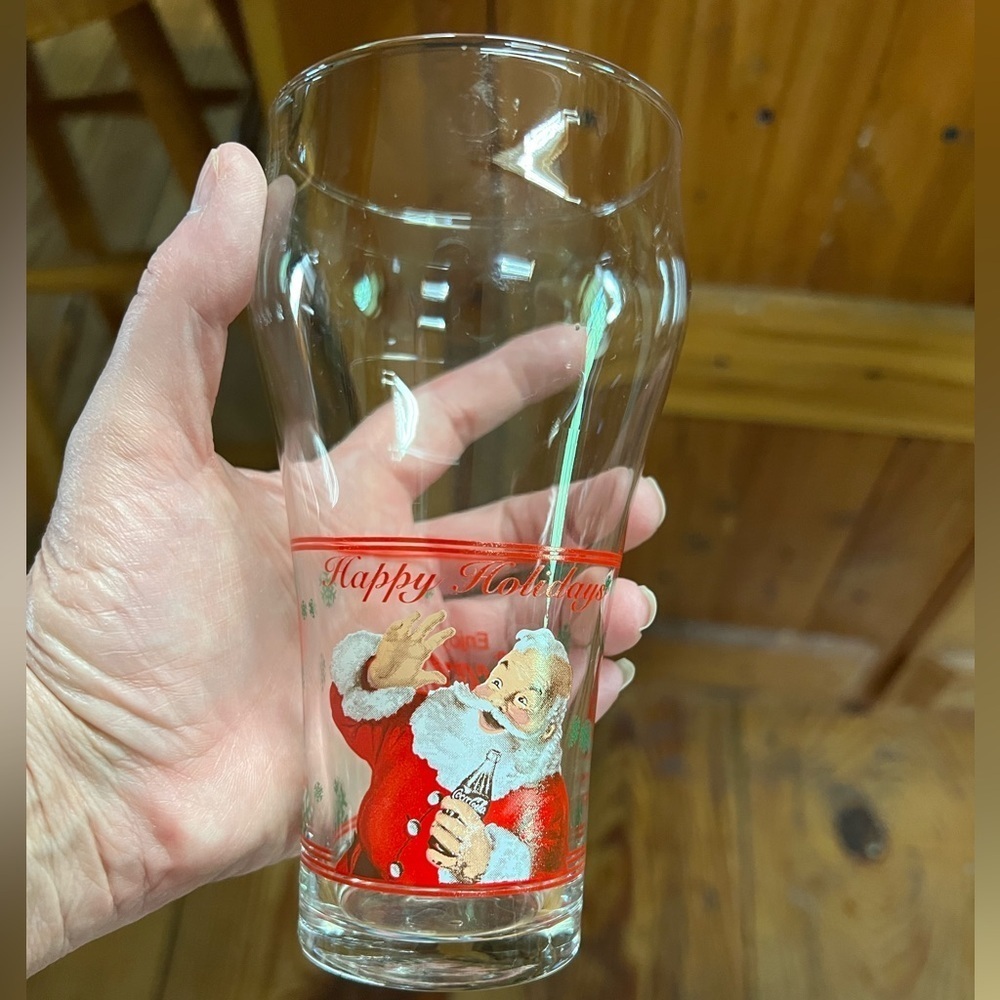 Vintage 1996 Coca Cola Coke Christmas Santa Glass